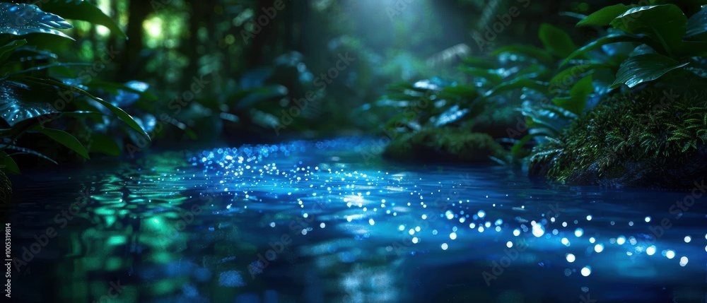 Fototapeta premium Sparkling Stream in a Lush Green Environment