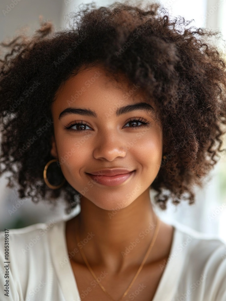 Smiling Woman with Curly Hair Smiling Woman with Curly Hair