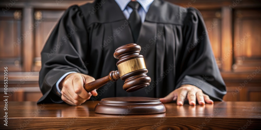 Blurred judge in robe holding gavel in the courtroom, blurry, partial view, judge, robe, gavel, court, legal Blurred judge in robe holding gavel in the courtroom, blurry, partial view, judge, robe, gavel, court, legal