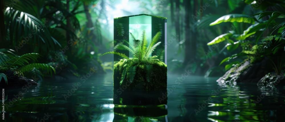 Obraz premium Serene Sparkling Stream with Lush Greenery
