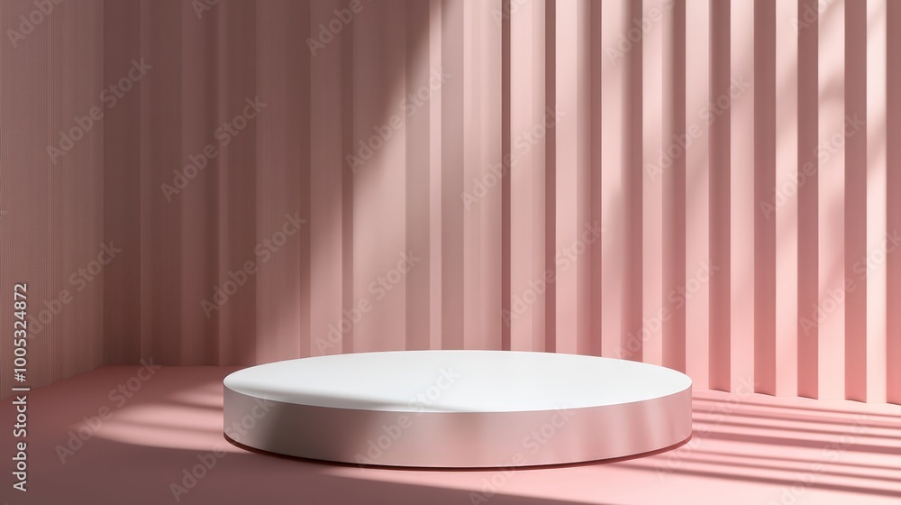 3D render of a vector abstract background featuring a blank podium for showcasing products, with an empty round stage for a clean, modern mockup 3D render of a vector abstract background featuring a blank podium for showcasing products, with an empty round stage for a clean, modern mockup