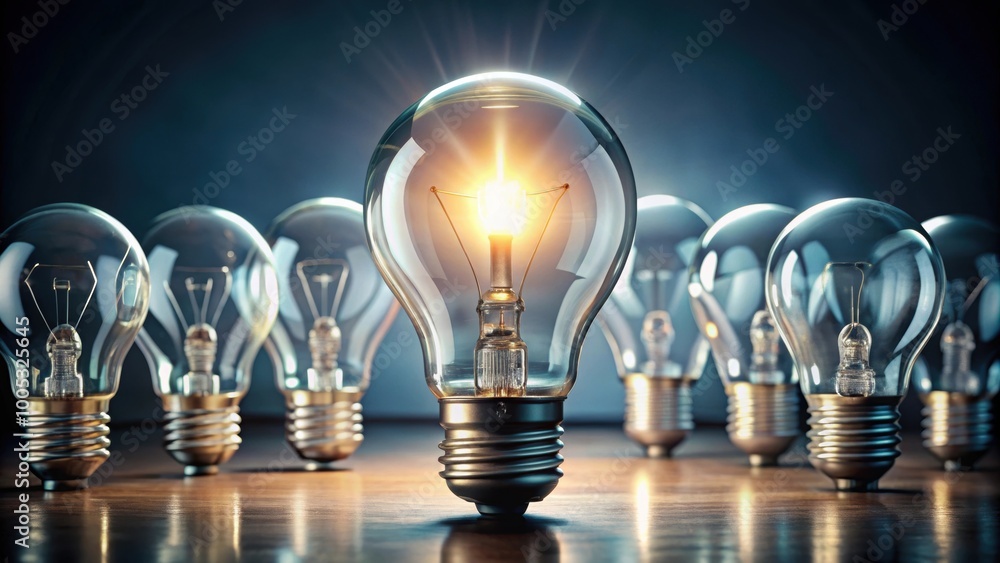 A render of a shining light bulb next to extinguished ones, representing leadership A render of a shining light bulb next to extinguished ones, representing leadership