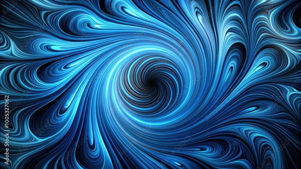 Fototapeta premium Abstract blue and black swirl pattern with a sense of mystery and depth, futuristic, sci-fi, tech, abstract, ethereal