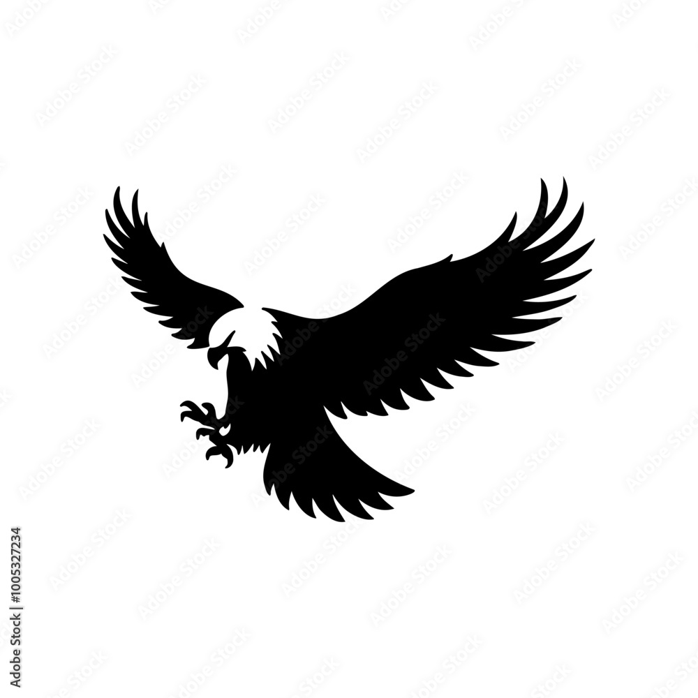 Eagle design with black color silhouette art Eagle design with black color silhouette art