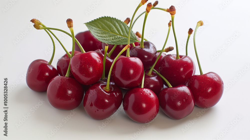 A cluster of fresh red cherries A cluster of fresh red cherries