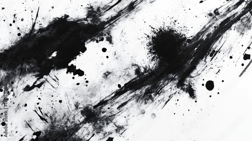 Abstract black ink splatter on white background Abstract black ink splatter on white background