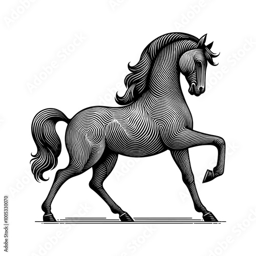 horse line pattern - guilloche style (artwork 1)