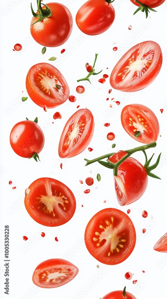 Fresh floating tomatoes Generative AI Fresh floating tomatoes Generative AI