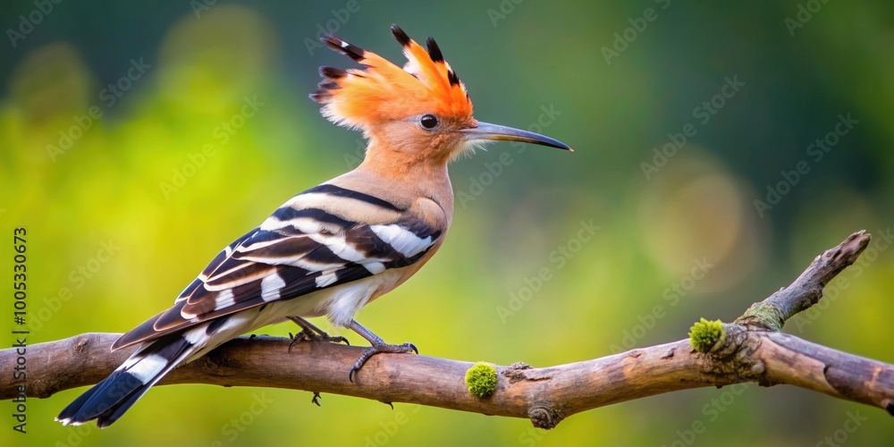 Eurasian hoopoe perched on a tree branch in its natural habitat, Eurasian hoopoe, bird, wildlife, colorful Eurasian hoopoe perched on a tree branch in its natural habitat, Eurasian hoopoe, bird, wildlife, colorful