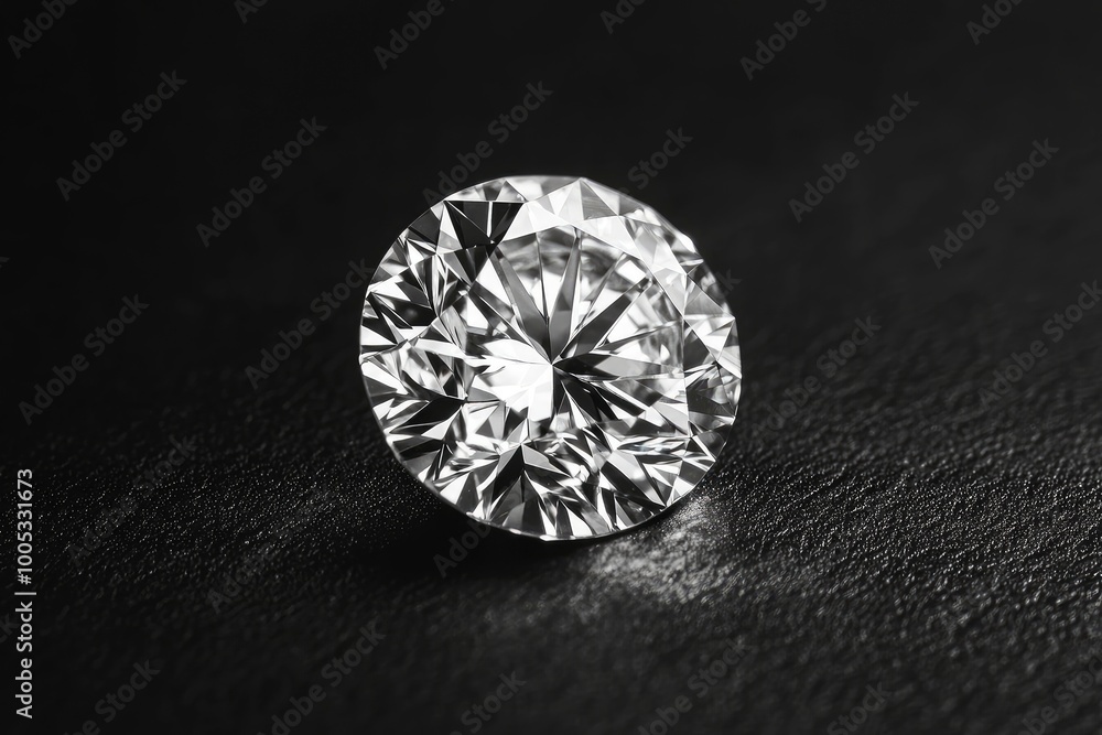 Diamond isolated on black background. Round brilliant cut. with generative ai Diamond isolated on black background. Round brilliant cut. with generative ai