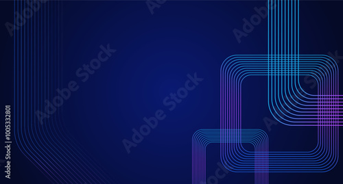 Abstract rectangle lines on dark blue background, modern geometric pattern suitable for presentation backgrounds, covers, banners, posters and brochures.