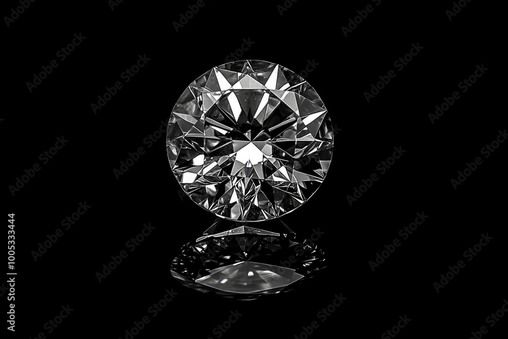 Diamond isolated on black background. Round brilliant cut. with generative ai Diamond isolated on black background. Round brilliant cut. with generative ai