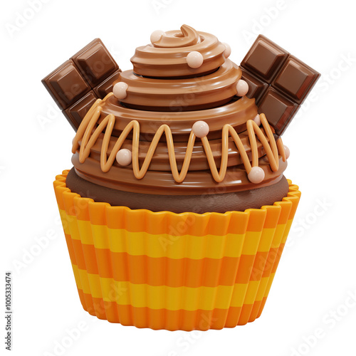 chocolate cupcake 3d icon illustration photo