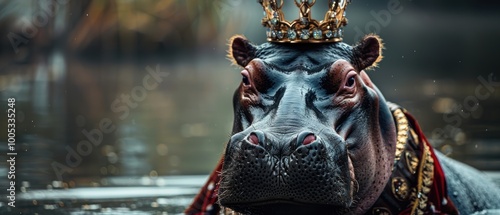 Royal Hippo in Majestic Attire
