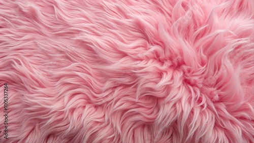 Pink sheep fur texture on natural sheepskin background