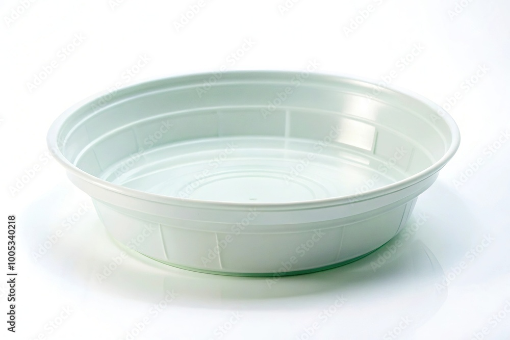 Plastic plant saucer on white background bird eye view Plastic plant saucer on white background bird eye view