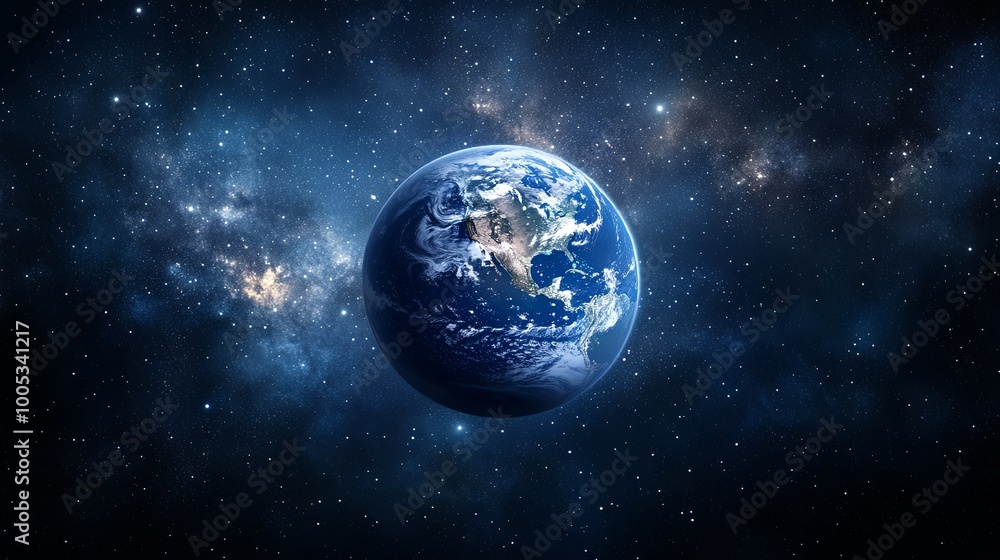 A detailed view of planet Earth from space, showing the continents and oceans, set against a backdrop of twinkling stars and nebulae. A detailed view of planet Earth from space, showing the continents and oceans, set against a backdrop of twinkling stars and nebulae.