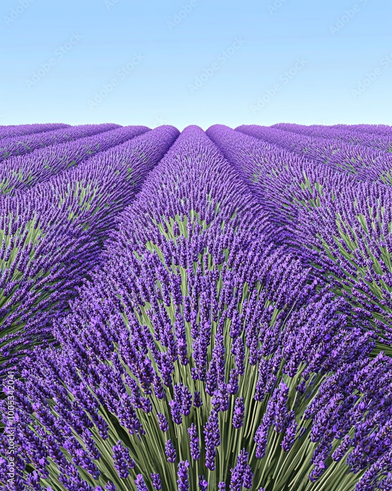 Obraz premium Rows of lavender flowers in a field, stretching towards the horizon.