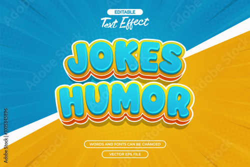 Jokes humor editable text effect with blue and yelllow