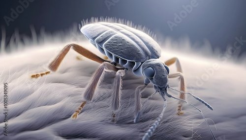 Parasitic relationship concepts - Close-up of a parasitic insect attaching itself to an animal. photo