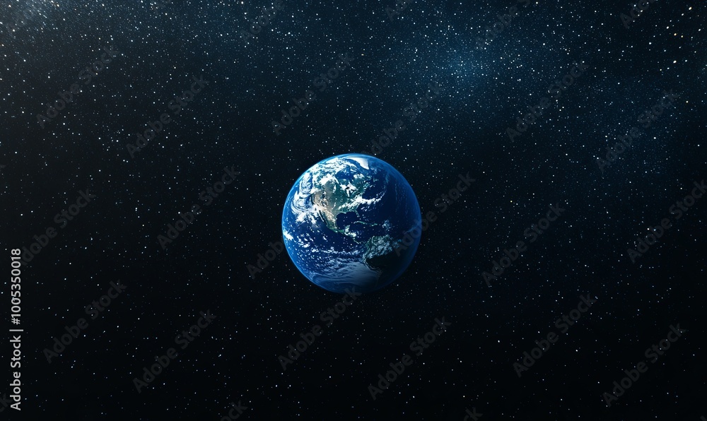 Obraz premium A stunning view of planet Earth from space, surrounded by a vast expanse of stars.