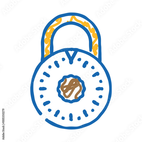 safe padlock doodle icon sketch vector. safe padlock sign. isolated symbol illustration