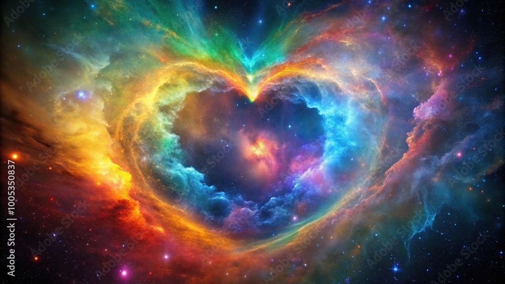 Obraz premium rainbow heart nebula in space
