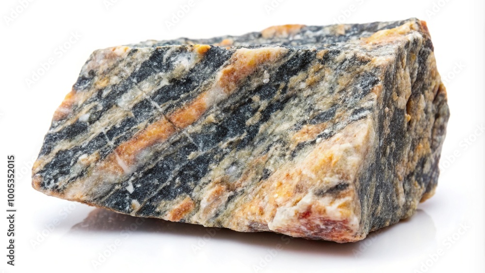 Raw gneiss metamorphic rock specimen isolated on white background Raw gneiss metamorphic rock specimen isolated on white background