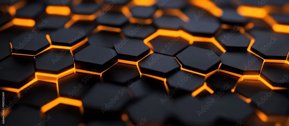 Abstract Hexagon Pattern with Glowing Orange Lines Abstract Hexagon Pattern with Glowing Orange Lines