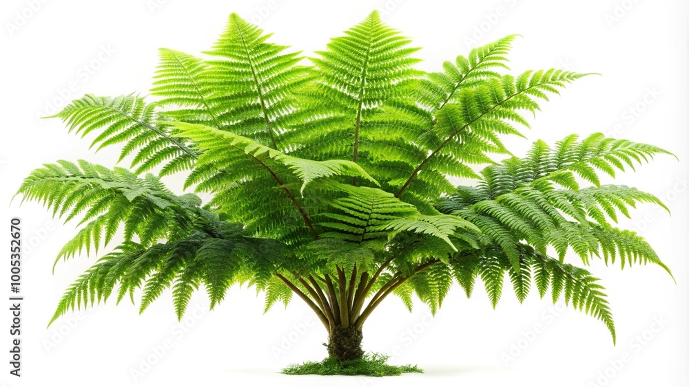 Naklejka premium Real fern tree isolated on white background Low Angle