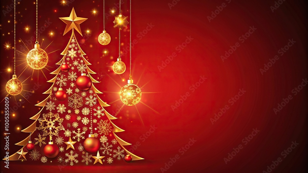 Red and golden Christmas tree decorations silhouette Red and golden Christmas tree decorations silhouette