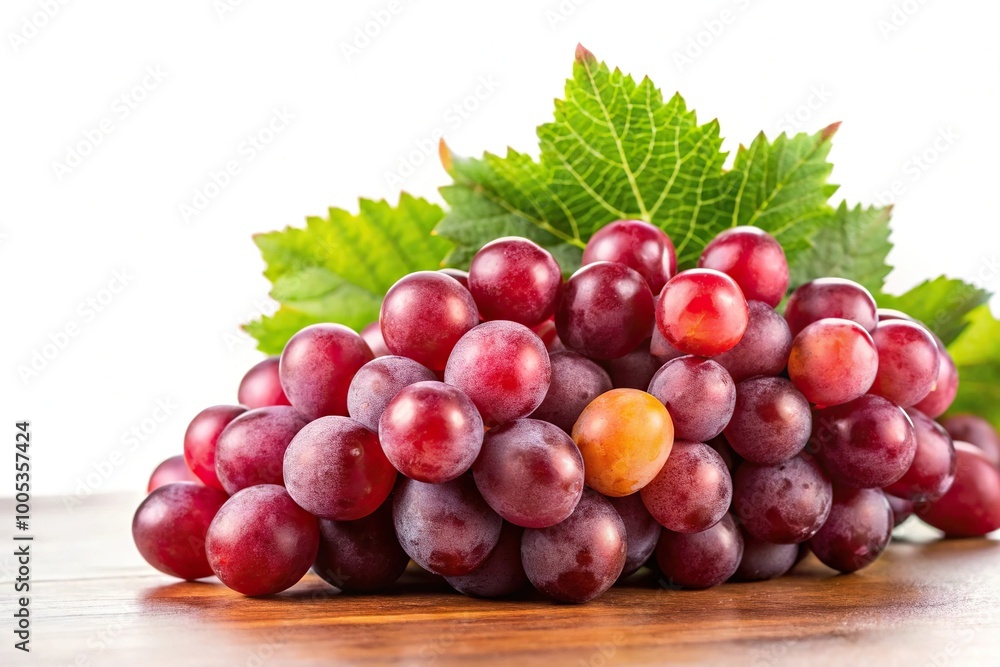 Red grapes with green leaf Red grapes with green leaf