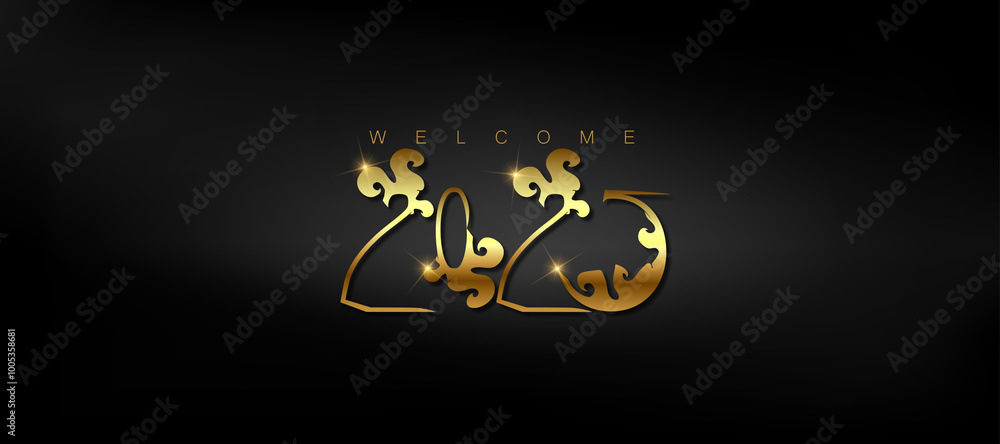 Vibrant gold Happy New Year 2025 displayed on a black background embodying the excitement of the upcoming year Vibrant gold Happy New Year 2025 displayed on a black background embodying the excitement of the upcoming year