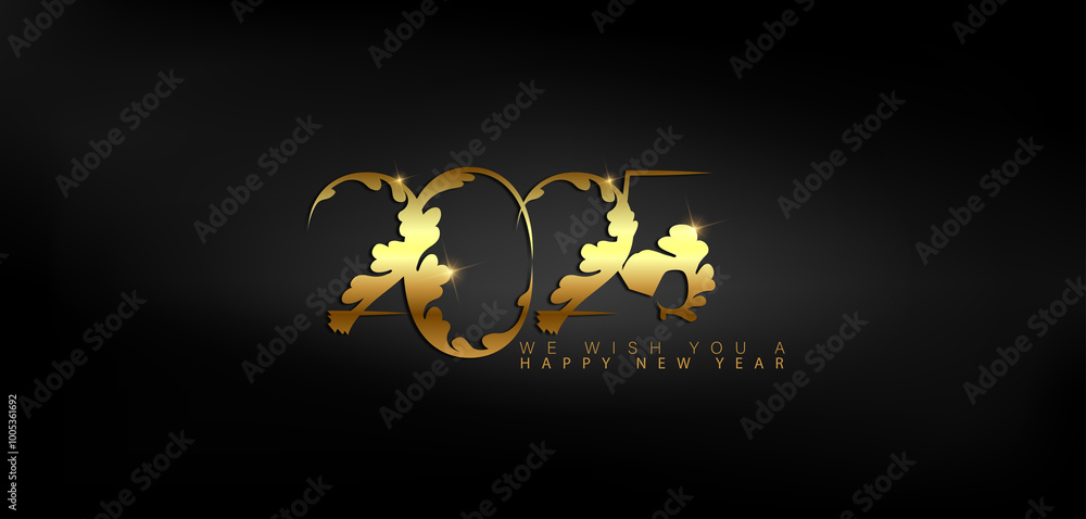Vibrant gold Happy New Year 2025 displayed on a black background embodying the excitement of the upcoming year Vibrant gold Happy New Year 2025 displayed on a black background embodying the excitement of the upcoming year
