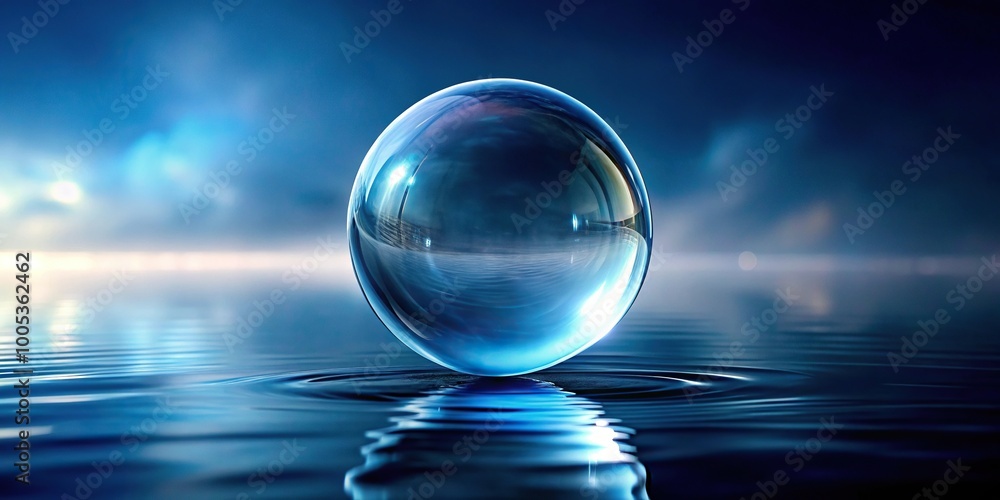 Reflected bubble in dark blue water Reflected bubble in dark blue water