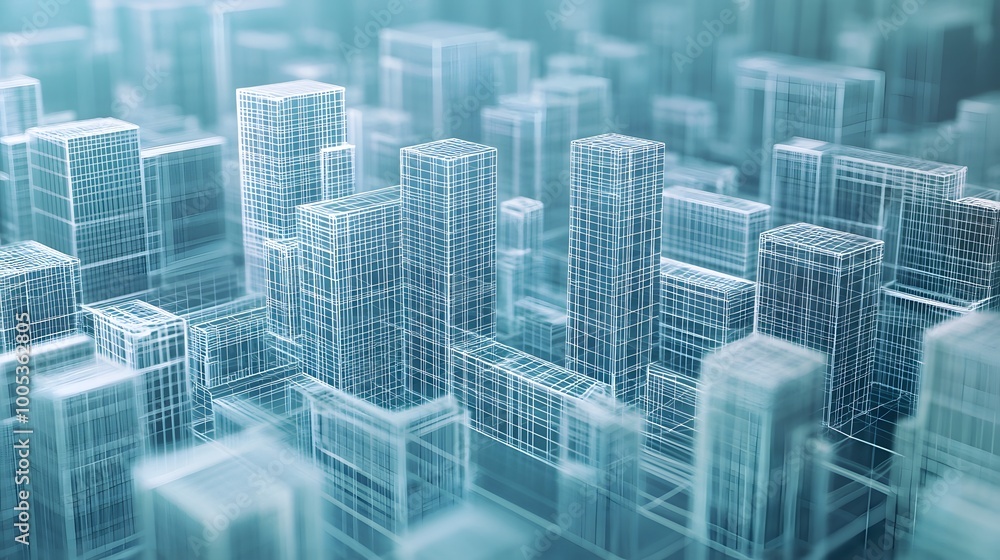 low poly modern wireframe city 3d rendering. low poly modern wireframe city 3d rendering.