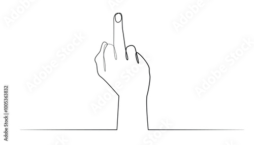 continuous line drawing with hand gestures. single line drawing of the middle finger upwards. vector illustration of the middle finger line showing anger, hatred, revenge