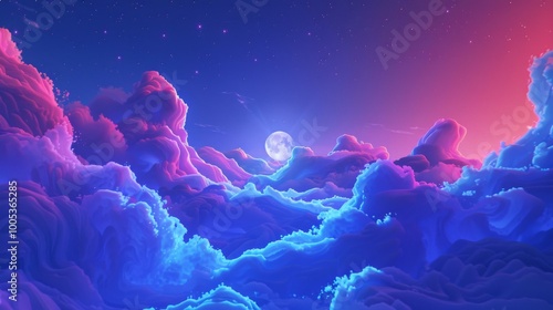 Wallpaper Mural A colorful painting of clouds and the moon. AI. Torontodigital.ca