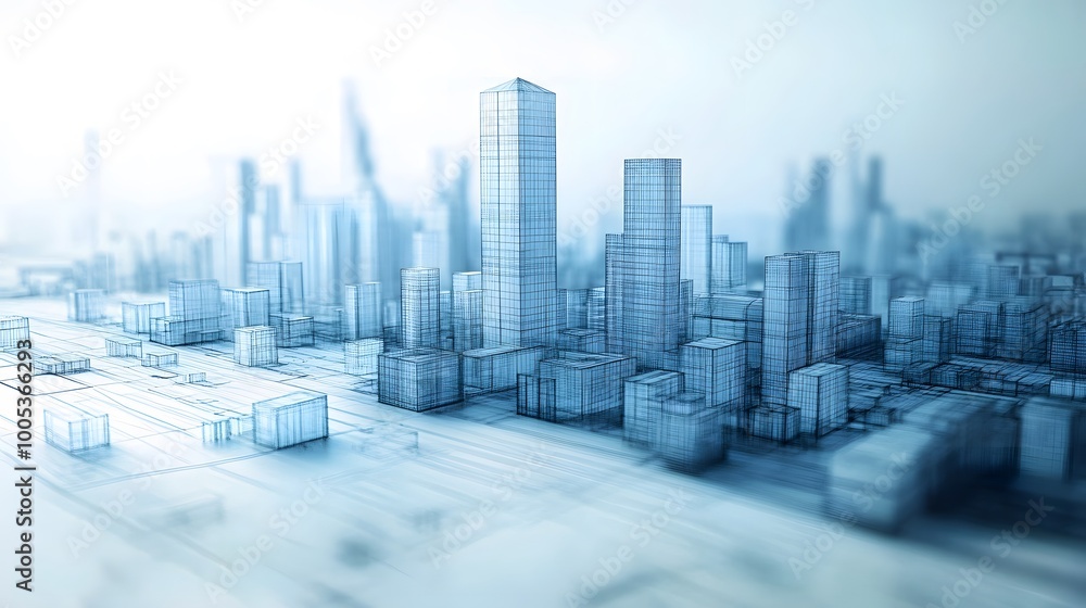 low poly modern wireframe city 3d rendering. low poly modern wireframe city 3d rendering.
