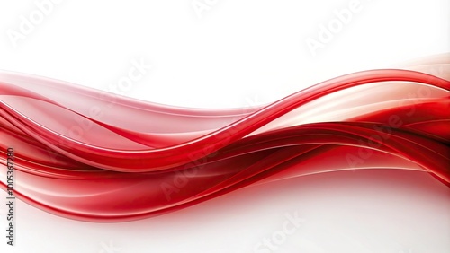 Reflected smooth red abstract waves on a white background