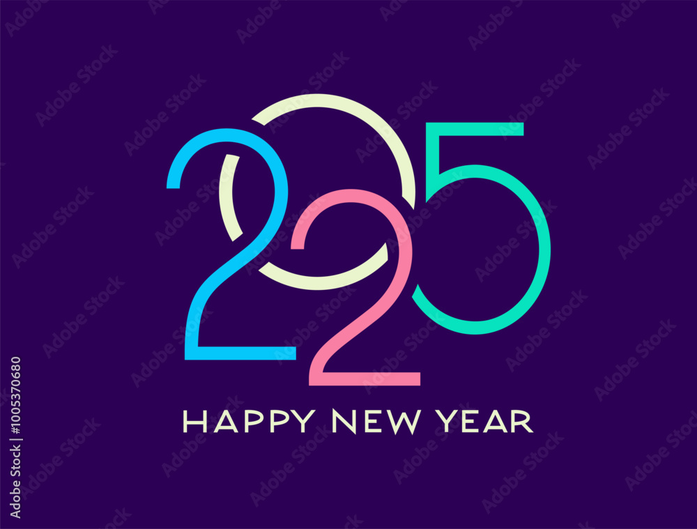 2025 Simple Numbers. Happy New Year Colorful Design. 2025 Simple Numbers. Happy New Year Colorful Design.