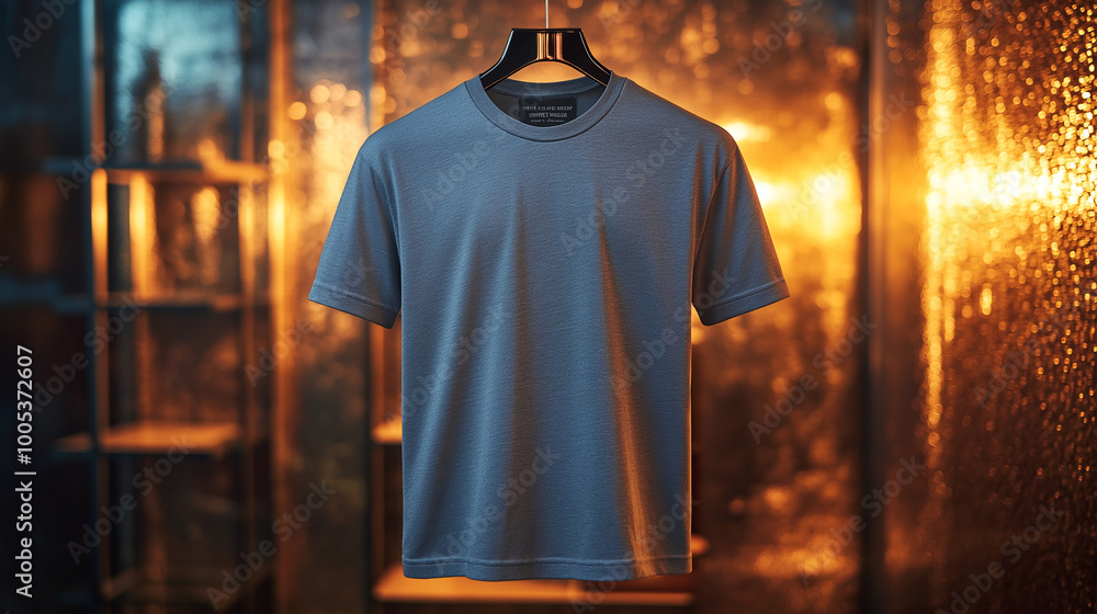 Luxurious Gray T-Shirt in Metallic Studio Setting Luxurious Gray T-Shirt in Metallic Studio Setting