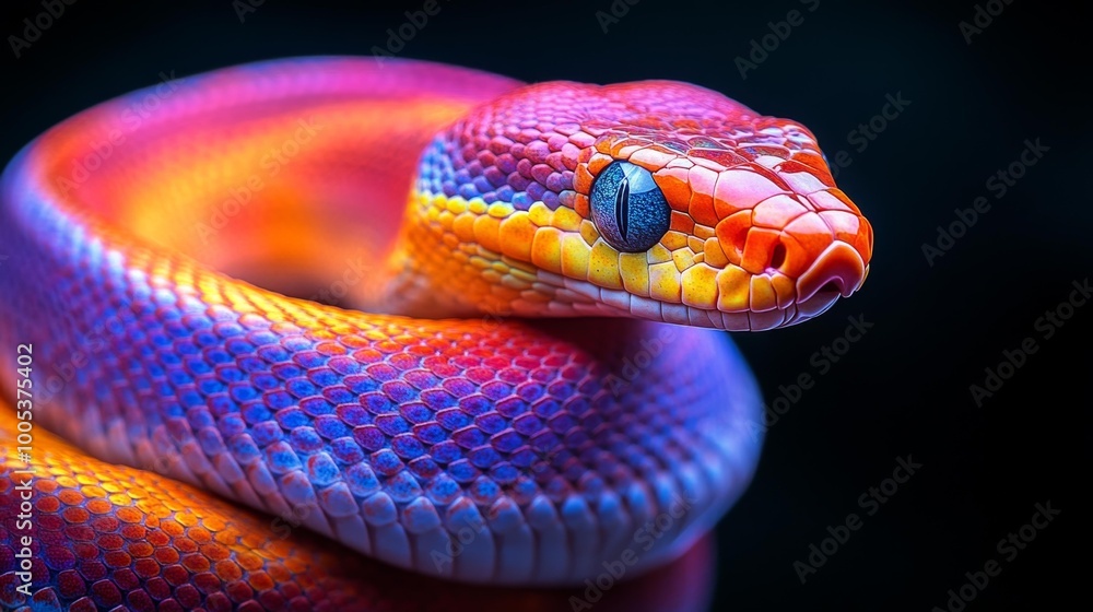 Vibrant Colorful Snake in Close-Up Generative AI Vibrant Colorful Snake in Close-Up Generative AI