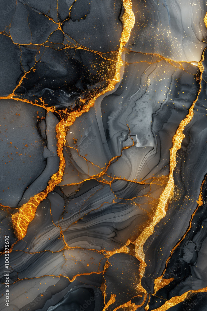 Fototapeta premium Luxurious abstract fluid art painting with marble imitation in alcohol ink