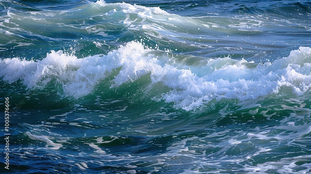 Ocean pure blue turquoise water texture with foam and waves Ocean pure blue turquoise water texture with foam and waves
