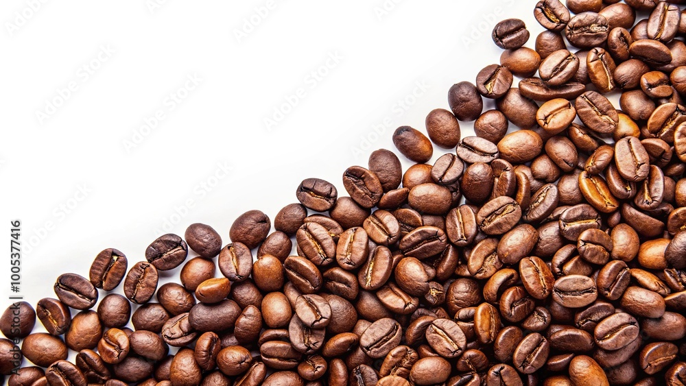 Obraz premium roasted coffee beans on white background