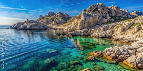 Rocky coastal landscape on Frioul Archipelago, Marseille photo