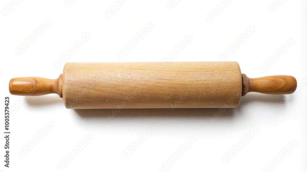 Rolling pin isolated on white background, medium shot Rolling pin isolated on white background, medium shot