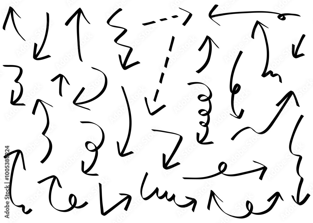 手書きの矢印セット、バリエーションセット 手書きの矢印セット、バリエーションセット