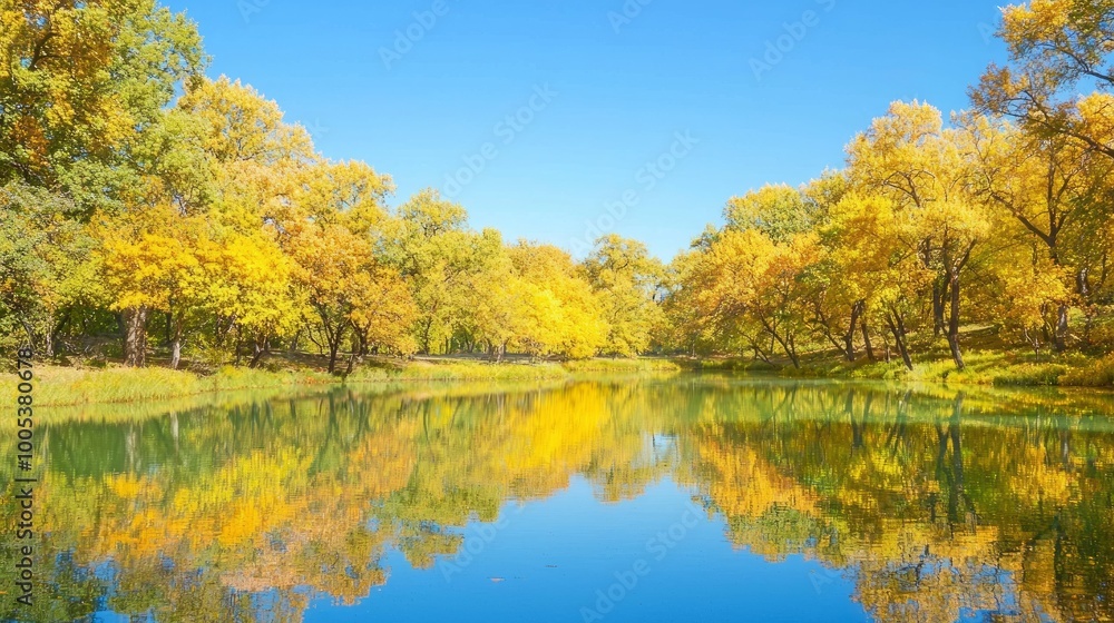 Tranquil Autumn Reflections: Vibrant Fall Colors at a Serene Lake Tranquil Autumn Reflections: Vibrant Fall Colors at a Serene Lake